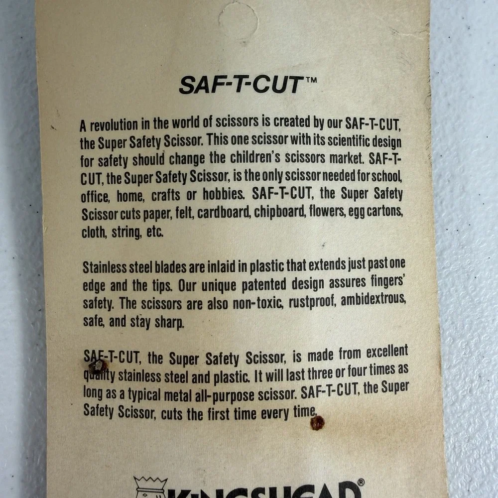 Vintage Kingshead Kids Original Saf-T-Cut Safety Safe Scissors - New‎